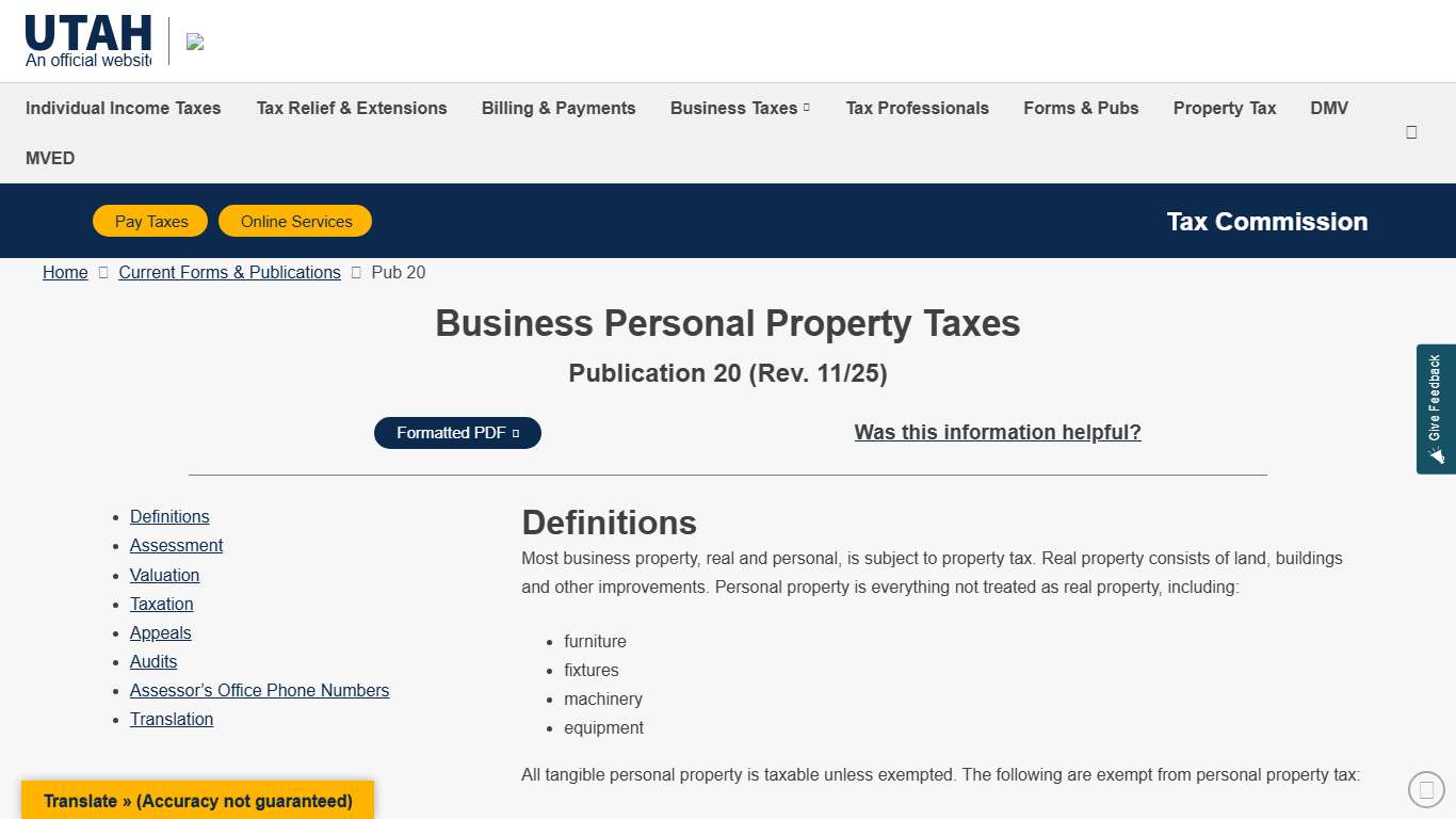 Pub 20 Utah State Tax Commission