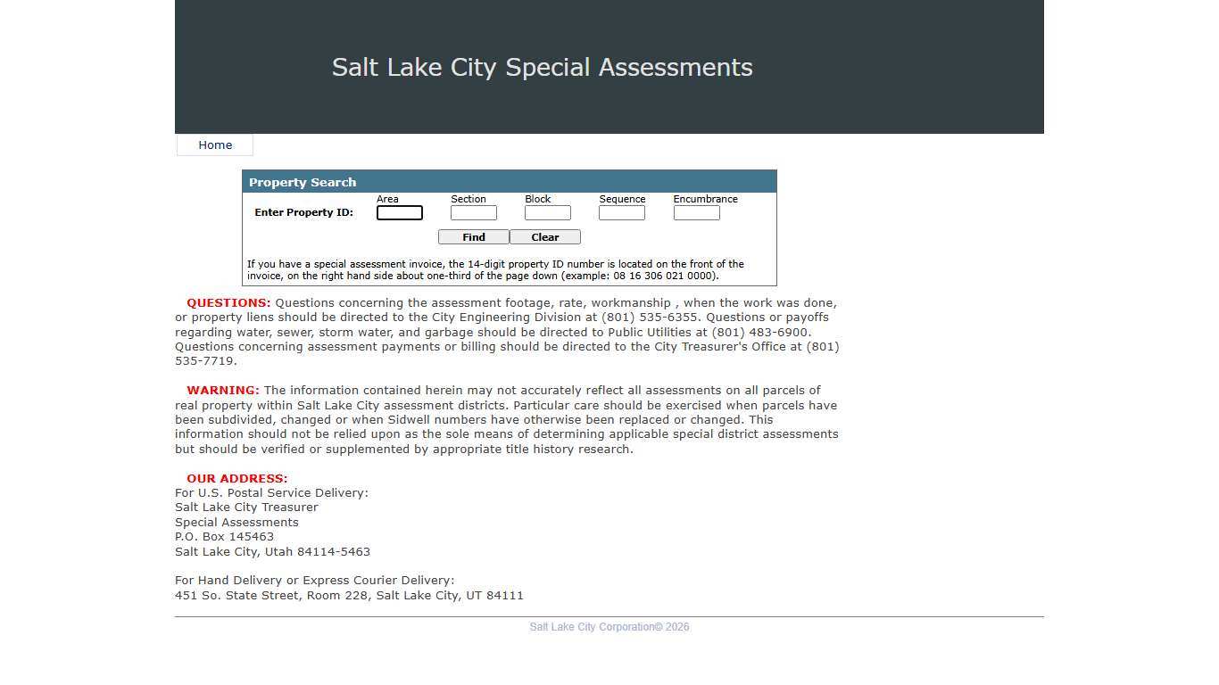 Salt Lake City - Special Assessment Area